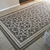 Bodenfliesen (Feinsteinzeug) in Braun-Weiß-Tönen mit Ranken-Motiv