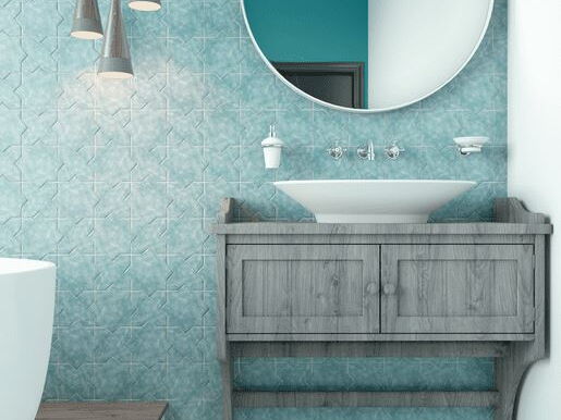 Fliesen der Serie Becolors von Cevica (Fliesen in Sternform und Kreuzform)