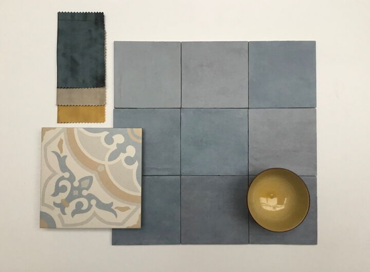 Bodenfliese Atelier Floor 13,8x13,8 bleu lumiere (Moodbild)