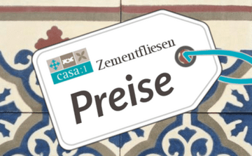 Preisschild auf Zementfliesen